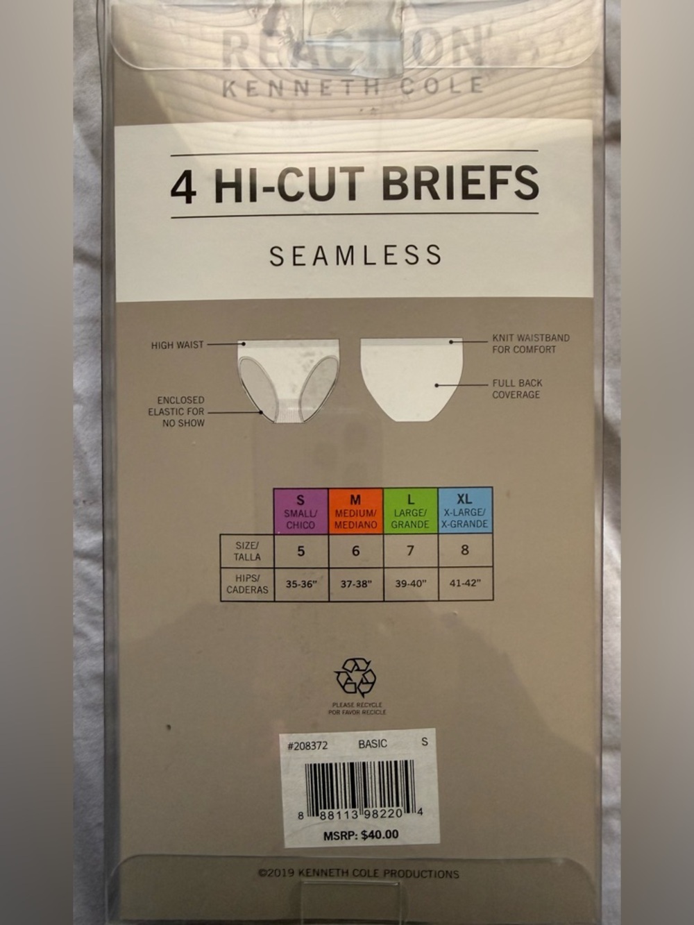 Reaction Kenneth Cole 4-Pack Hi-Cut Seamless Briefs Mixed Neutrals Small - Picture 2 of 5